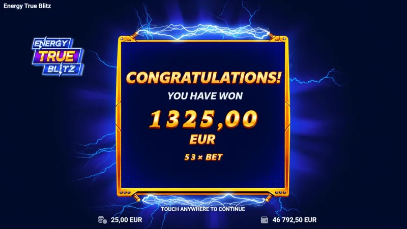 Energy True Blitz - large total win in the round